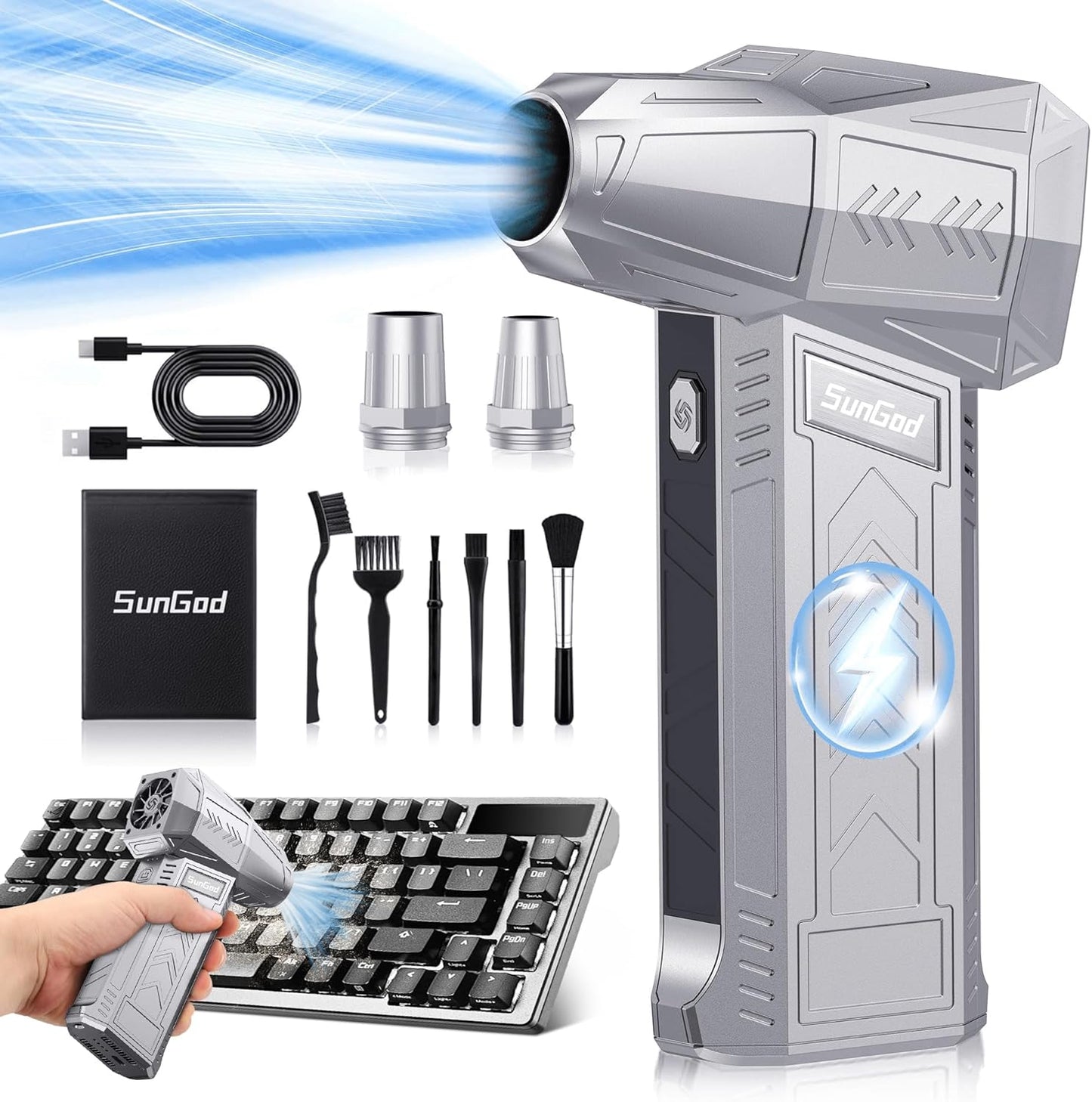 180000RPM Electric Air Duster Kit - Replaces Canned Air