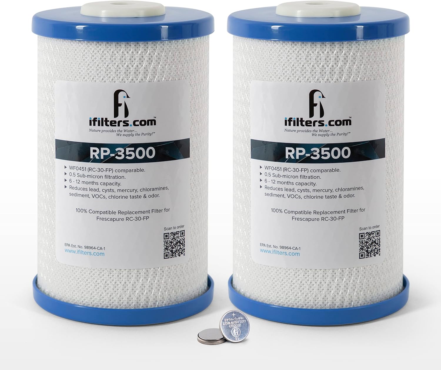 iFilters RP-3500 Carbon Water Filter 2-Pack for Clean Water