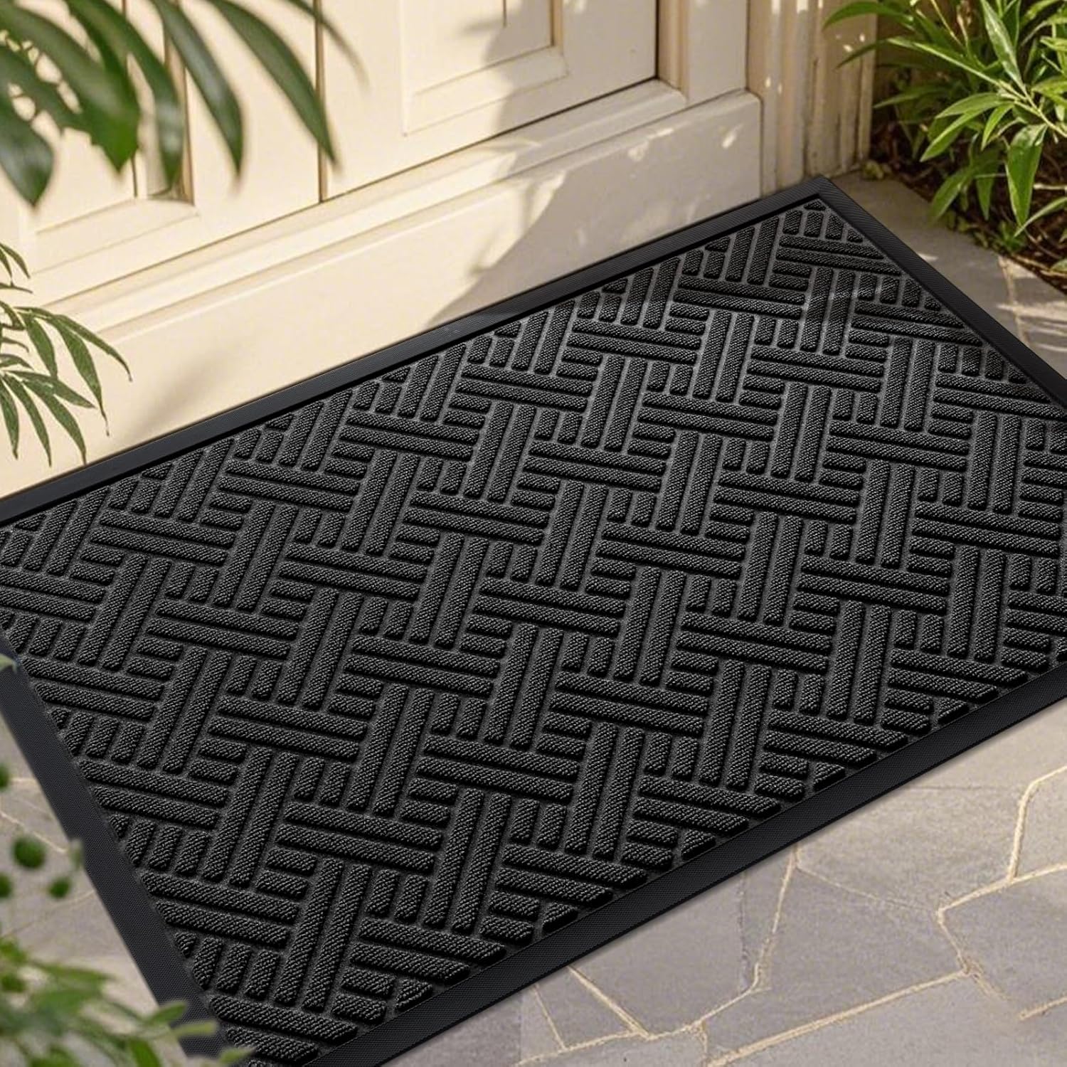 Front Door Mat Indoor Outdoor Entrance, Heavy Duty Absorbent Mat