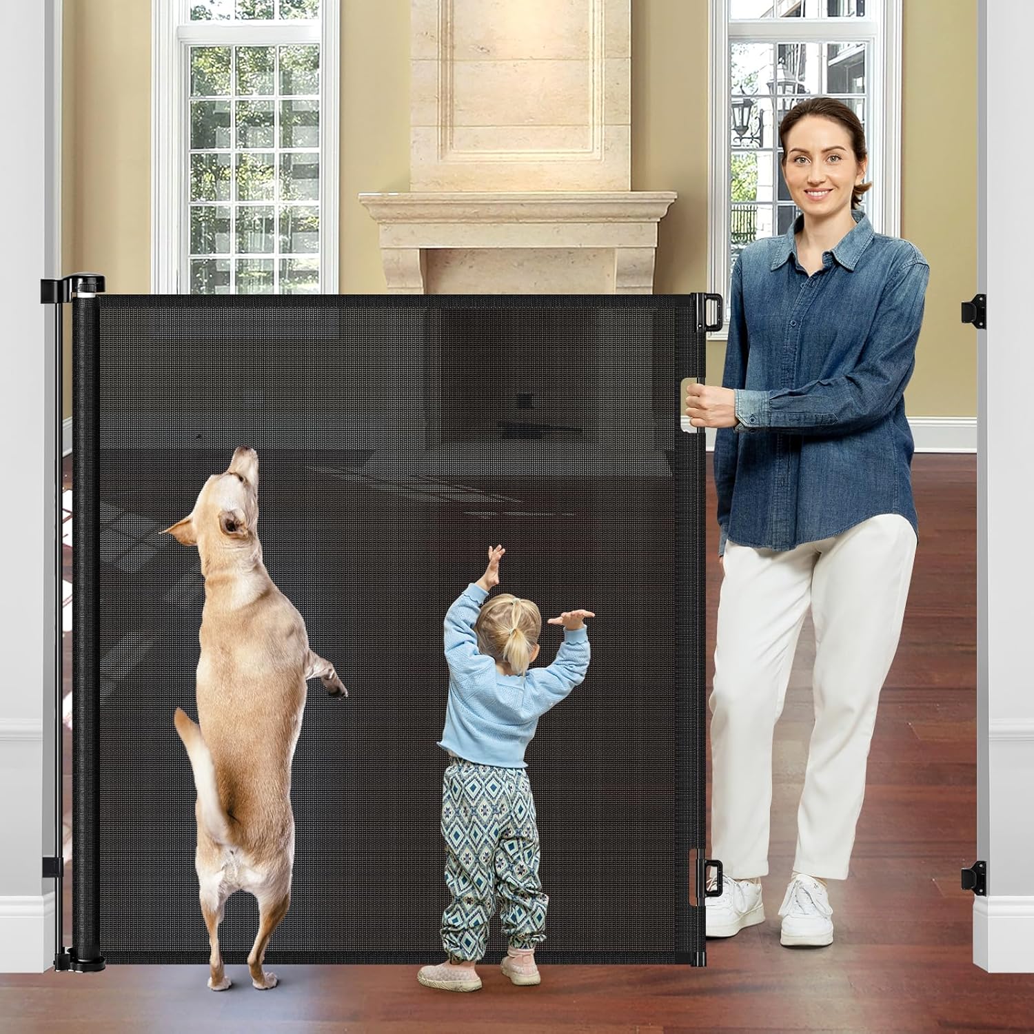 48 Inch Extra Tall Retractable Baby Gate for Pets and Kids