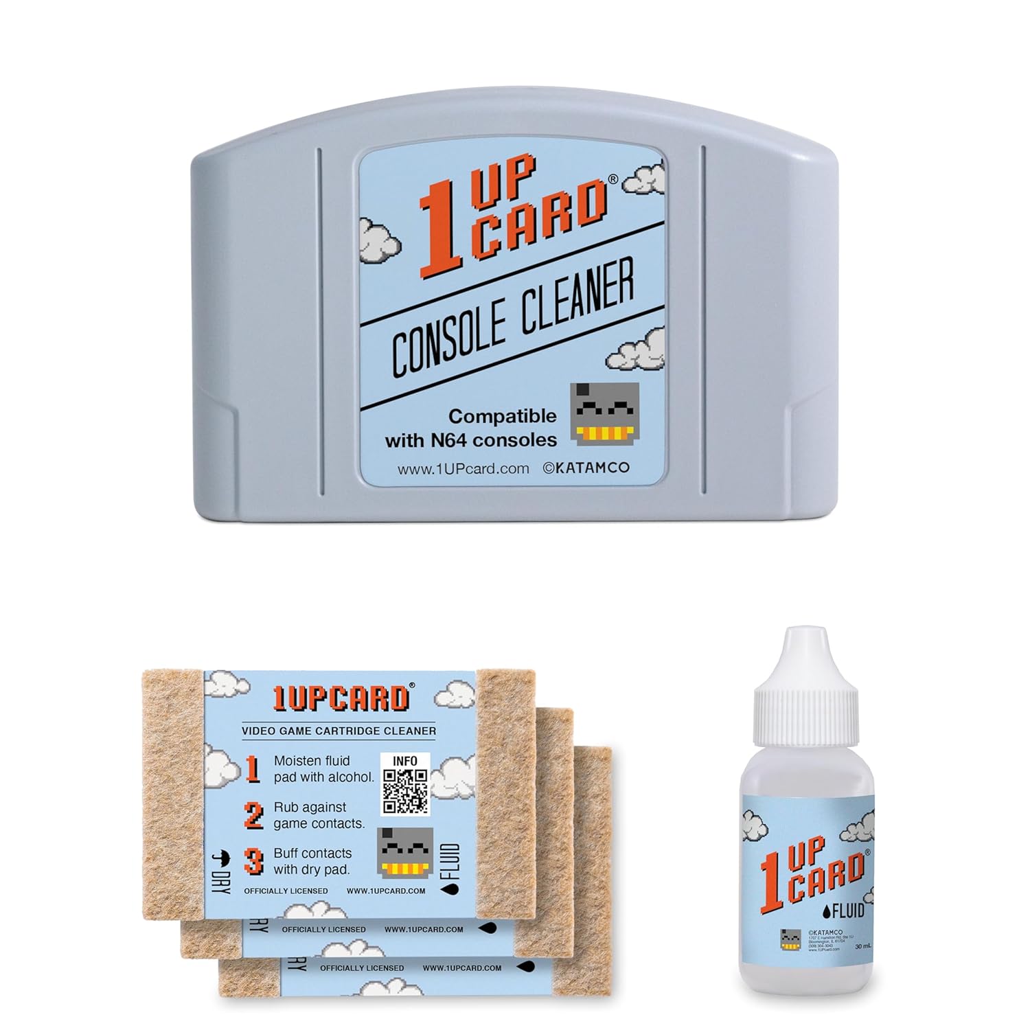 1UPcard Cleaning Kit for N64 and Other Classic Consoles