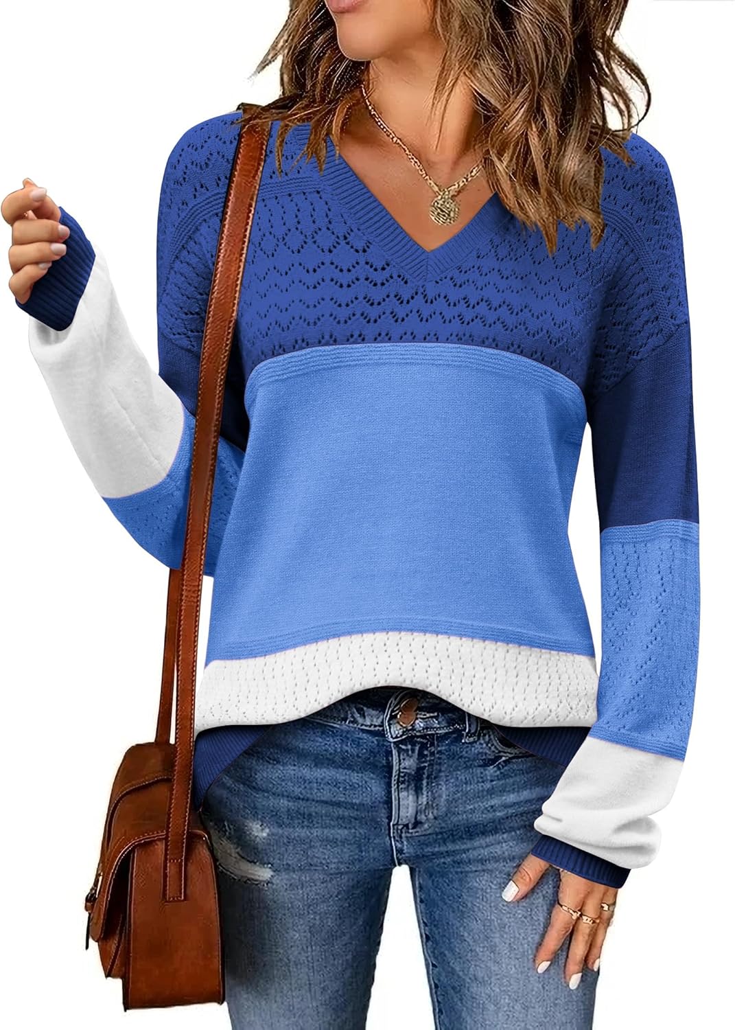 Zeagoo Womens Casual Long Sleeve Ribbed Knit Pullover Sweater