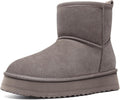 Litfun Suede Platform Mini Boots for Women - Cozy Winter Footwear