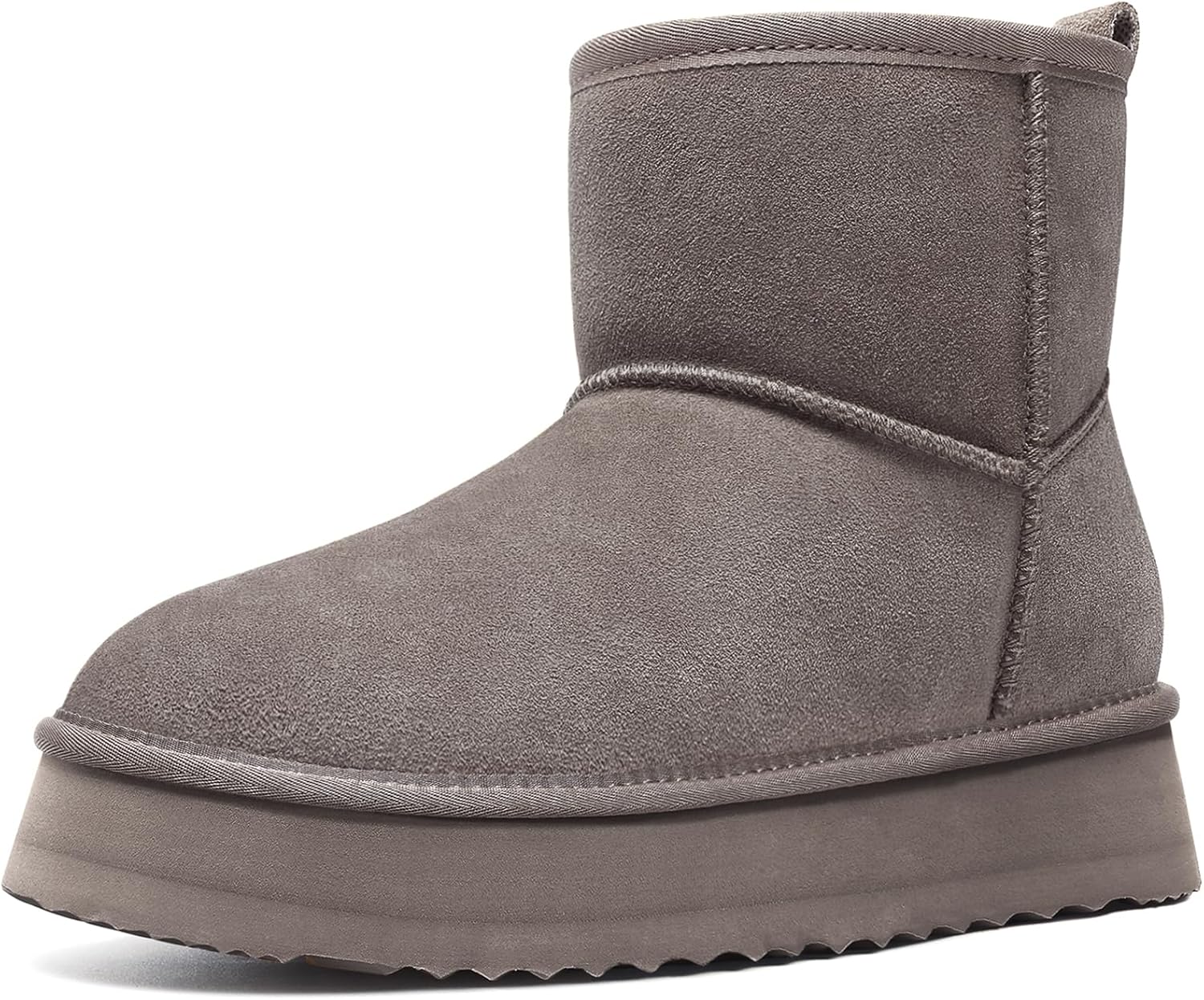 Litfun Suede Platform Mini Boots for Women - Cozy Winter Footwear