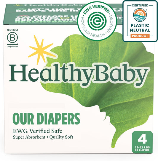 EWG Verified Plant-Based Diapers | Leak Protection | Organic Cotton | Size 4