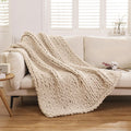 Chunky Knit Throw Blanket 50x60 - Soft Chenille Handmade Cozy