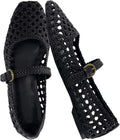 Womens Hand Woven Mary Jane Ballet Flats - Memory Foam Comfort
