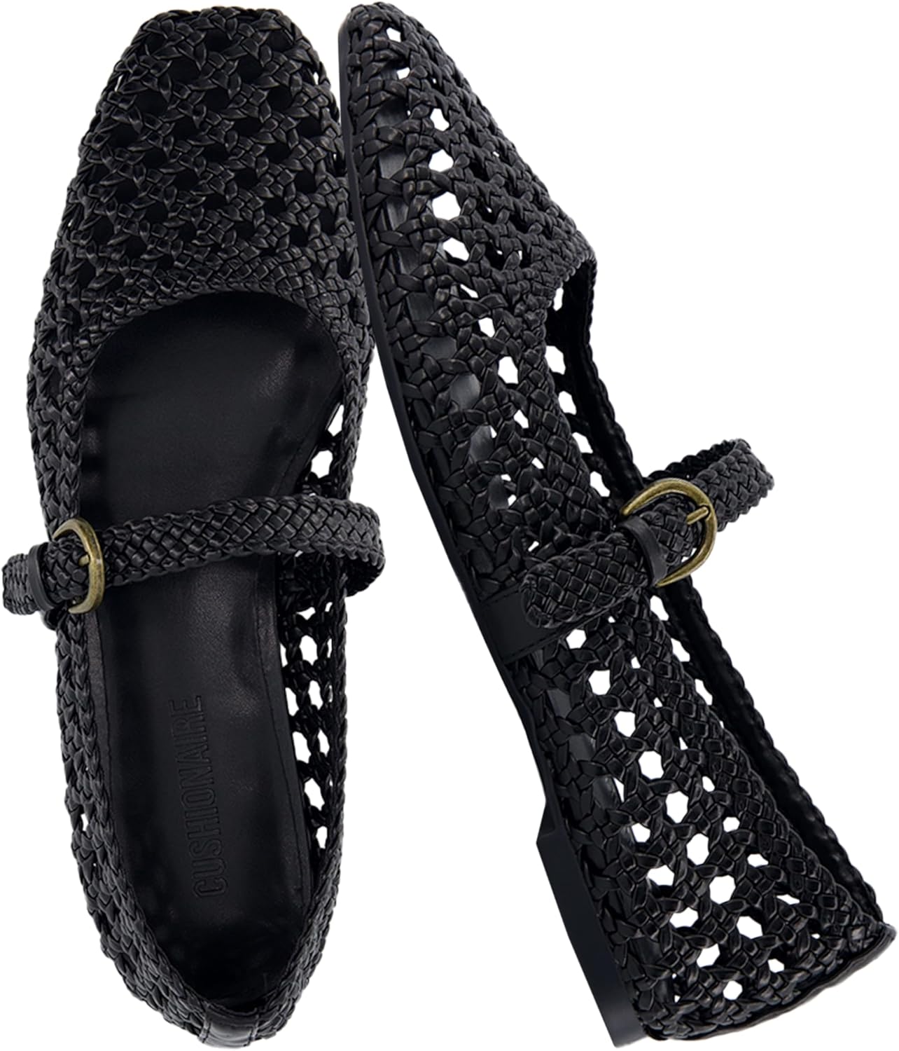 CUSHIONAIRE Weston Womens Hand Woven Ballet Flats with Strap