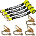 Heavy Duty Car Tie Down Straps 4PK - 2 in x 96 in - 3,300 lb SWL
