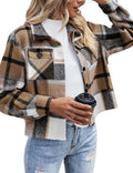 Flannel Shacket Jacket for Women Cropped Plaid Button Down - Cozy Fall