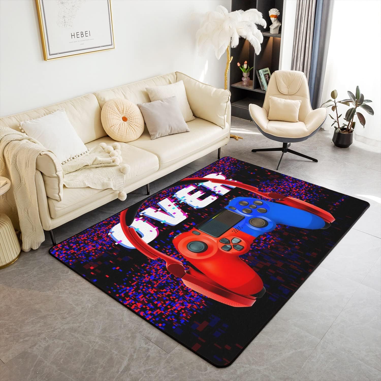 Modern Gamer Console Rug for Kids 5x6'6'' by Erosebridal