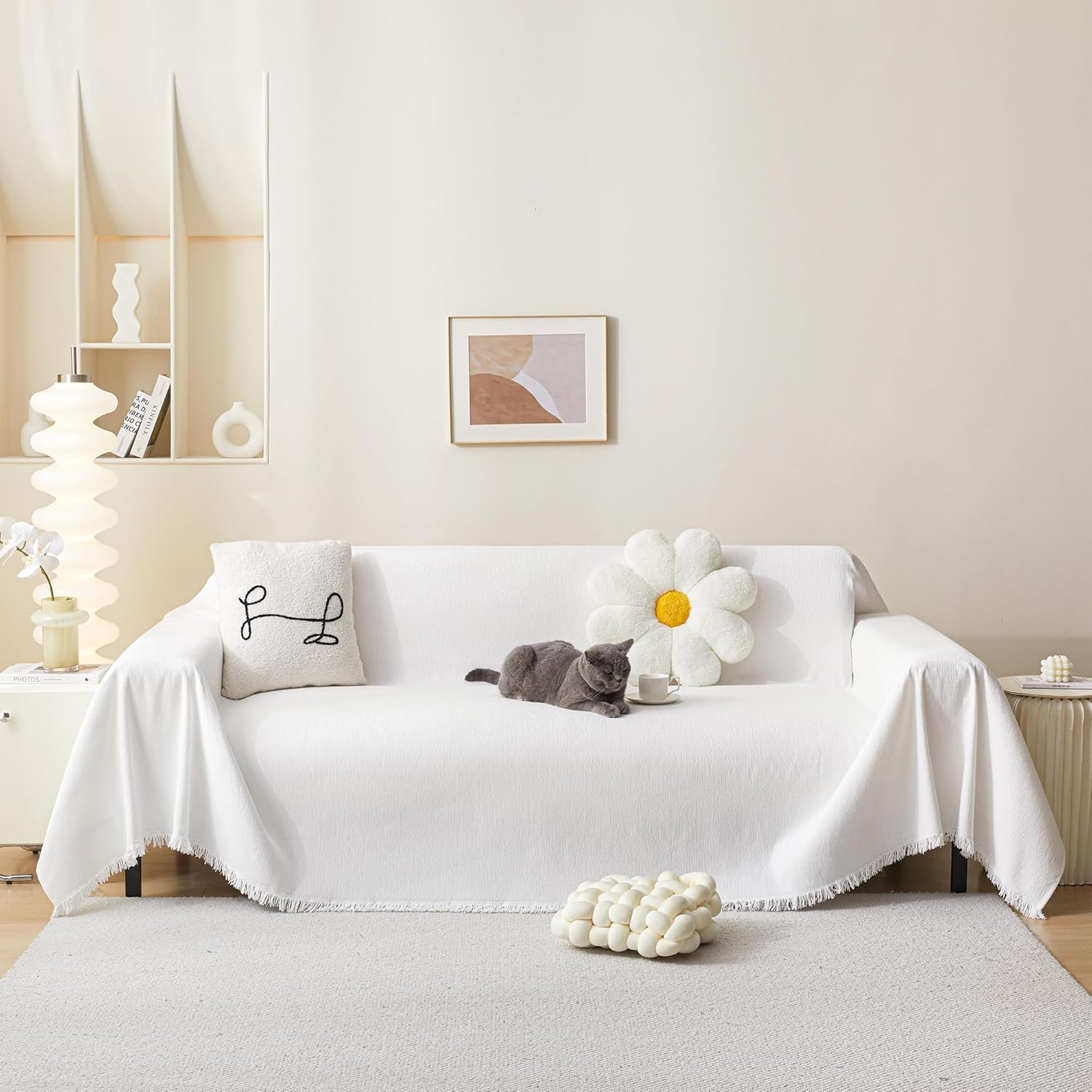 MEETSKY Couch Covers for 3 Cushion Sofa, Washable Chenille