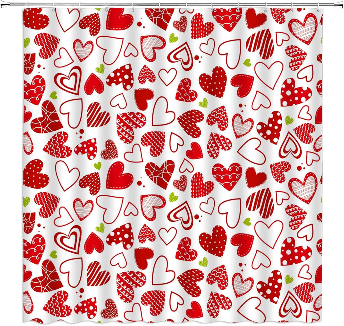 Romantic Red Heart Shower Curtain for Lovebirds 