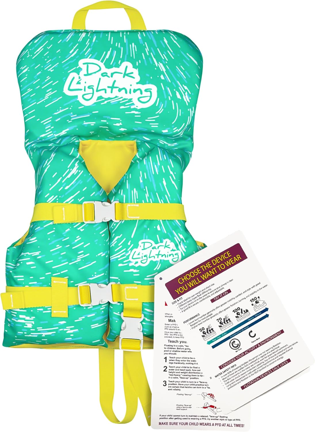 Dark Lightning USCG Approved Infant Life Jacket for Toddlers