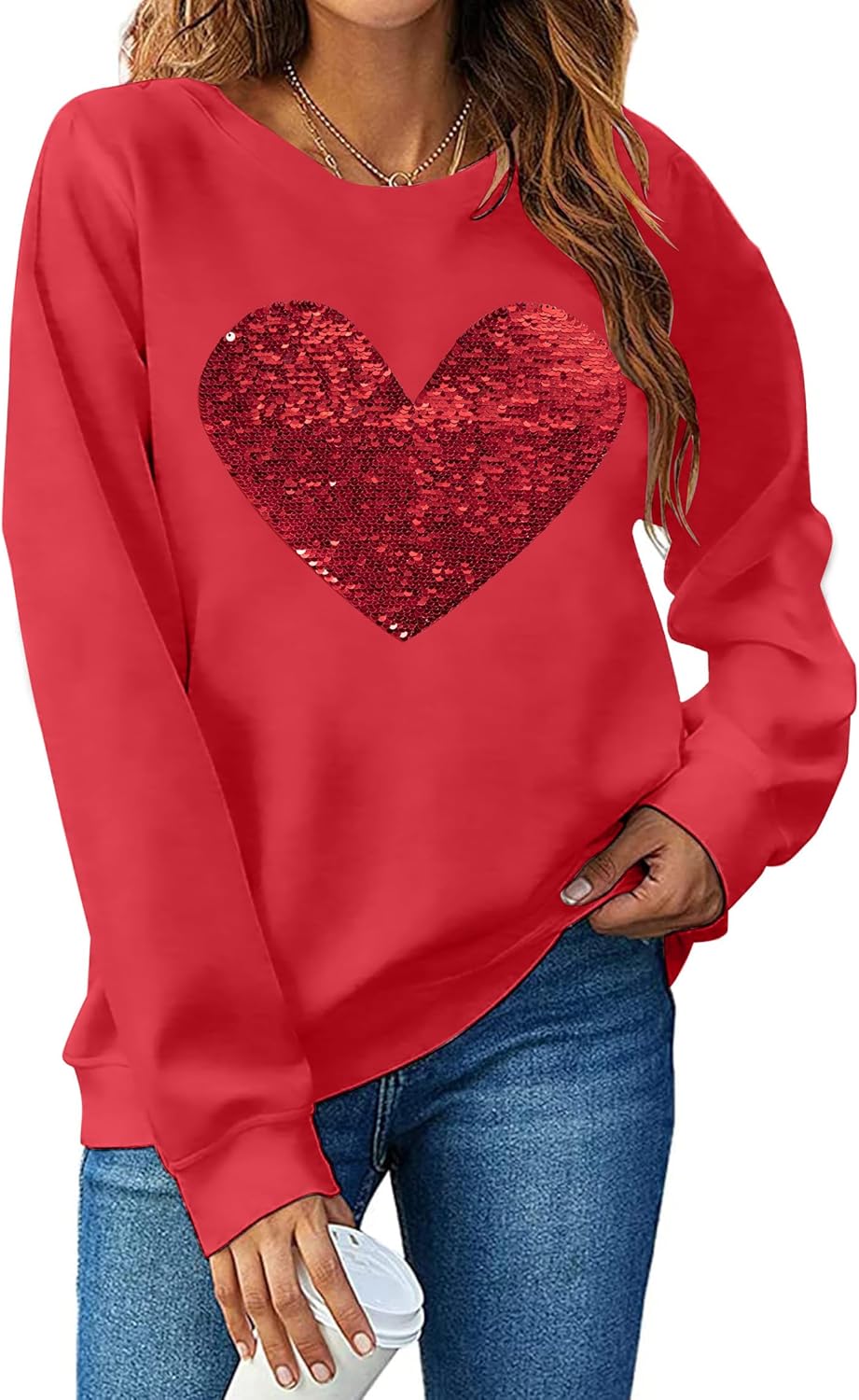 Valentine Heart Sequins Sweatshirt by MNLYBABY