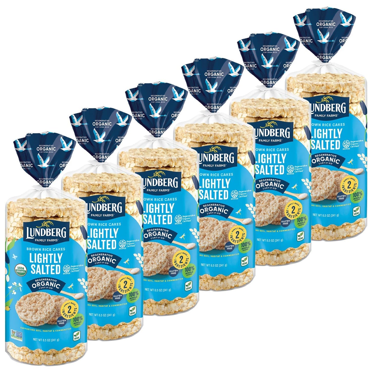 Lundberg Organic Brown Rice Cakes - Lightly Salted Vegan Snack