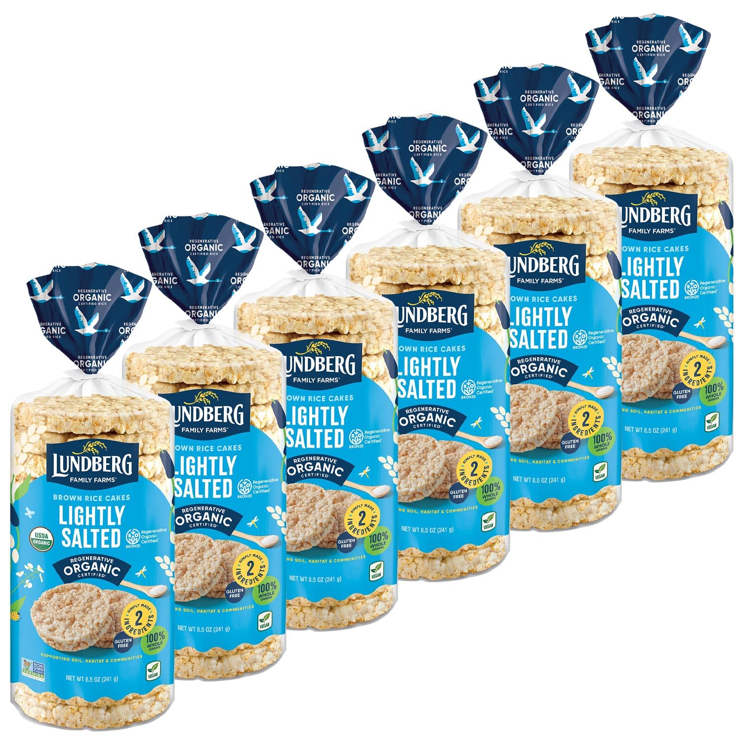 Lundberg Organic Brown Rice Cakes - Lightly Salted Vegan Snack
