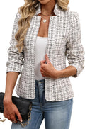 Sophisticated Long Sleeve Tweed Blazer Jacket for Women at Work