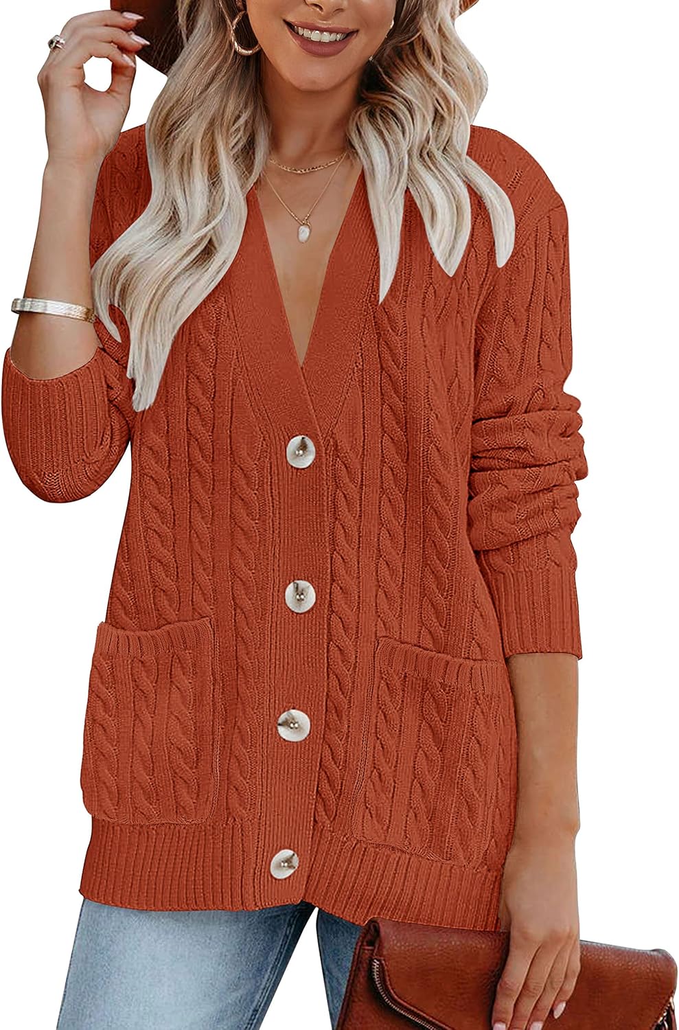 MEROKEETY Women's Chunky Button Up Cardigan Sweater for Fall