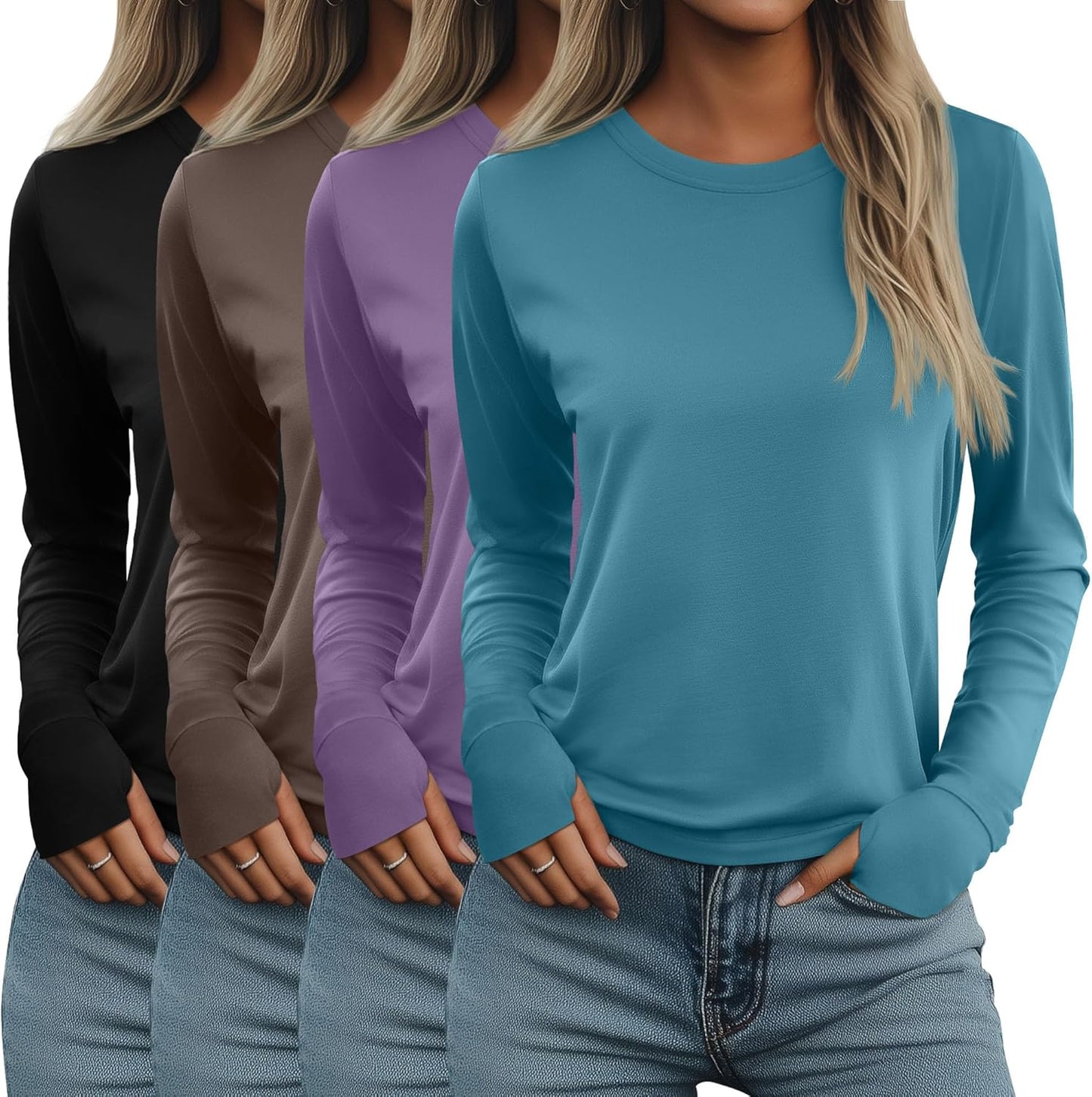 Neer Women's Long Sleeve Shirts with Thumb Holes for Fall Style