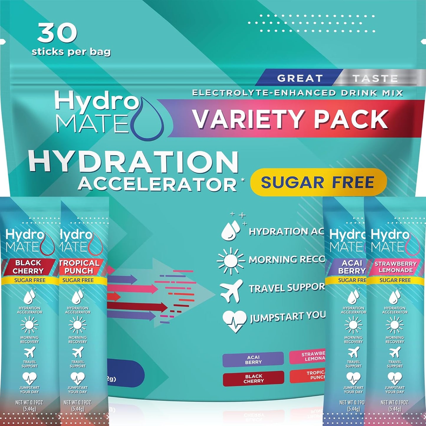 Electrolyte Powder Sugar-Free Hydration Packets for Energy
