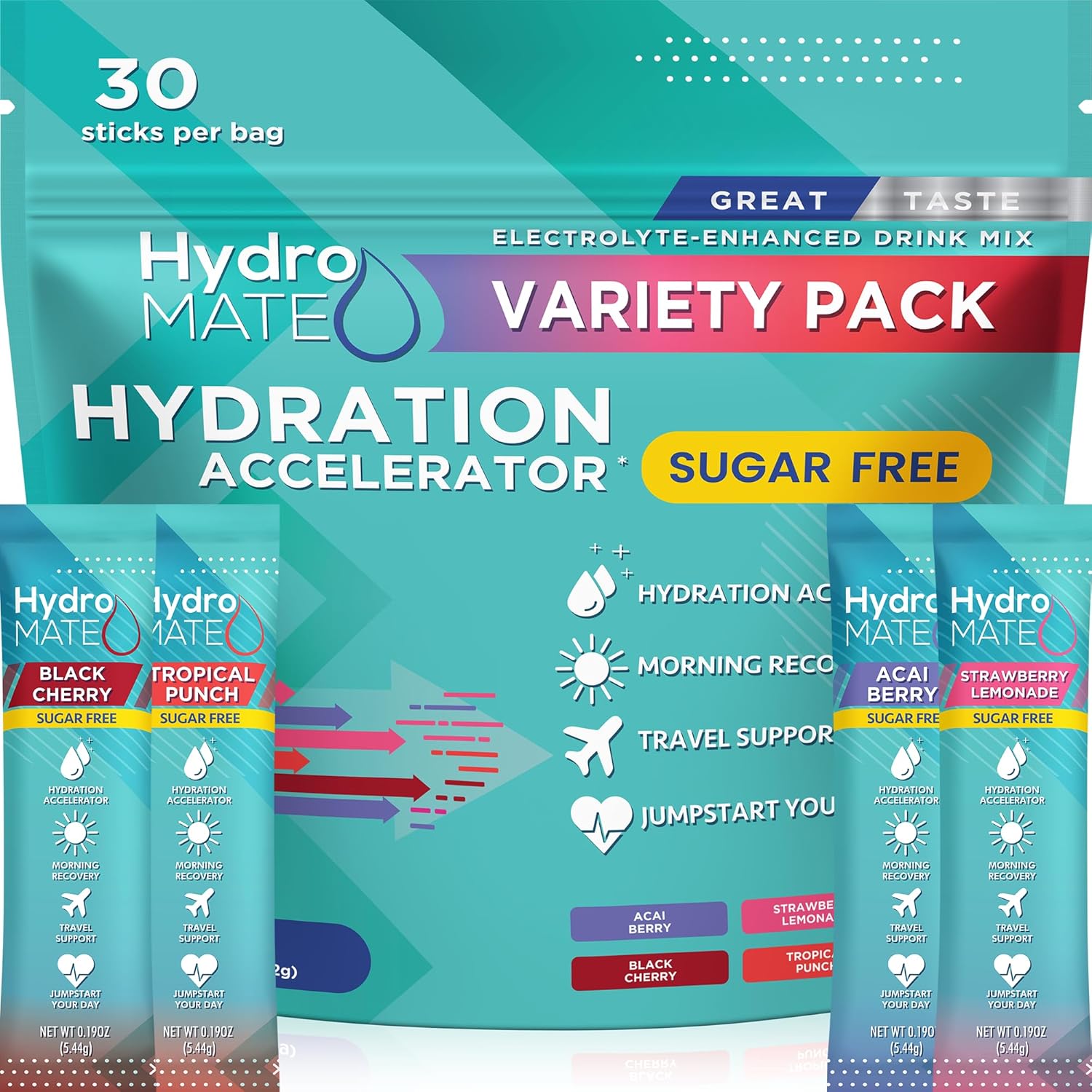 Electrolyte Powder Sugar-Free Hydration Packets for Energy