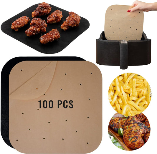 100 Unbleached Air Fryer Liners | Pre-Cut for Multiple Brands | INFRAOVENS