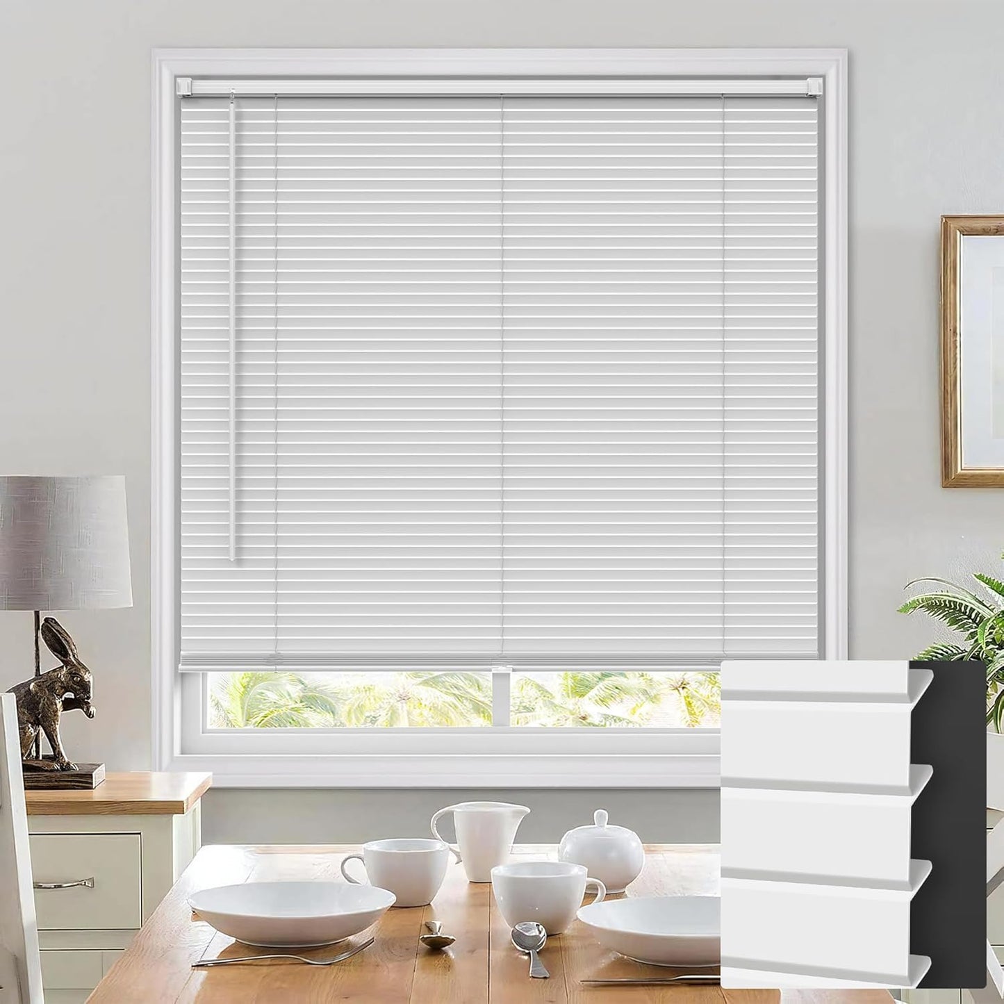100% Privacy Cordless Mini Blinds for Indoor Windows 35.5in W