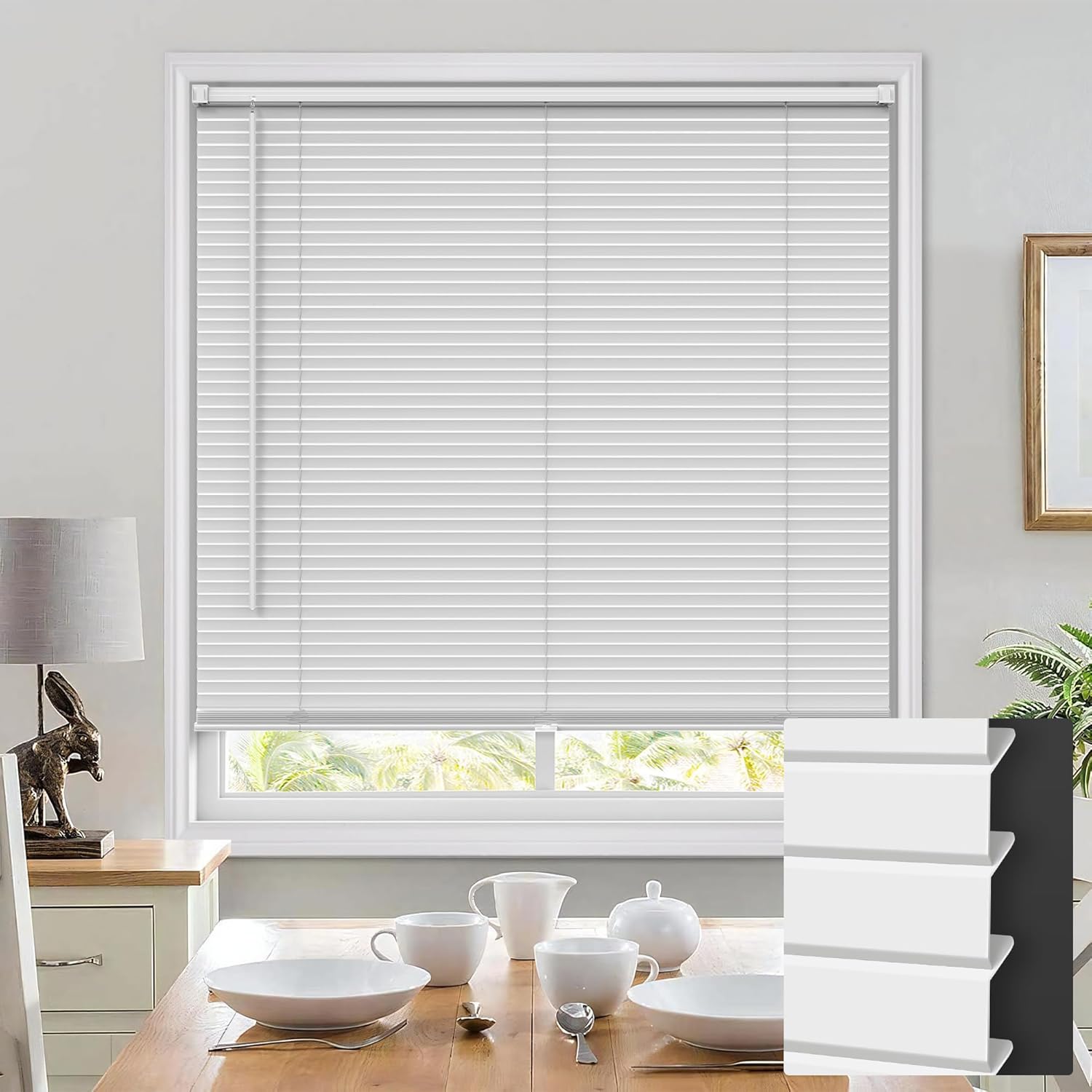 100% Privacy Cordless Mini Blinds for Indoor Windows 35.5in W