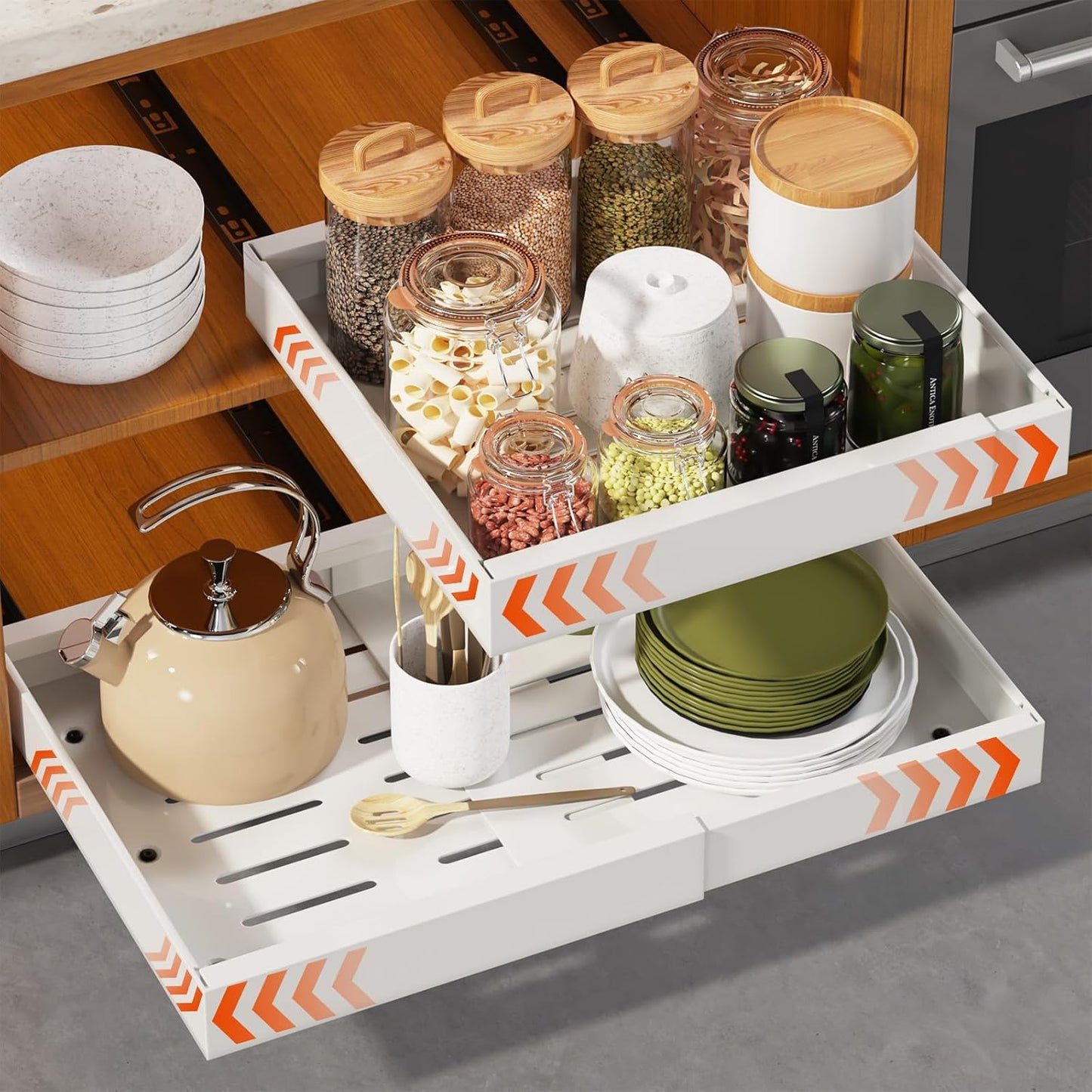 Expandable Pull Out Cabinet Organizer for Kitchen and Pantry