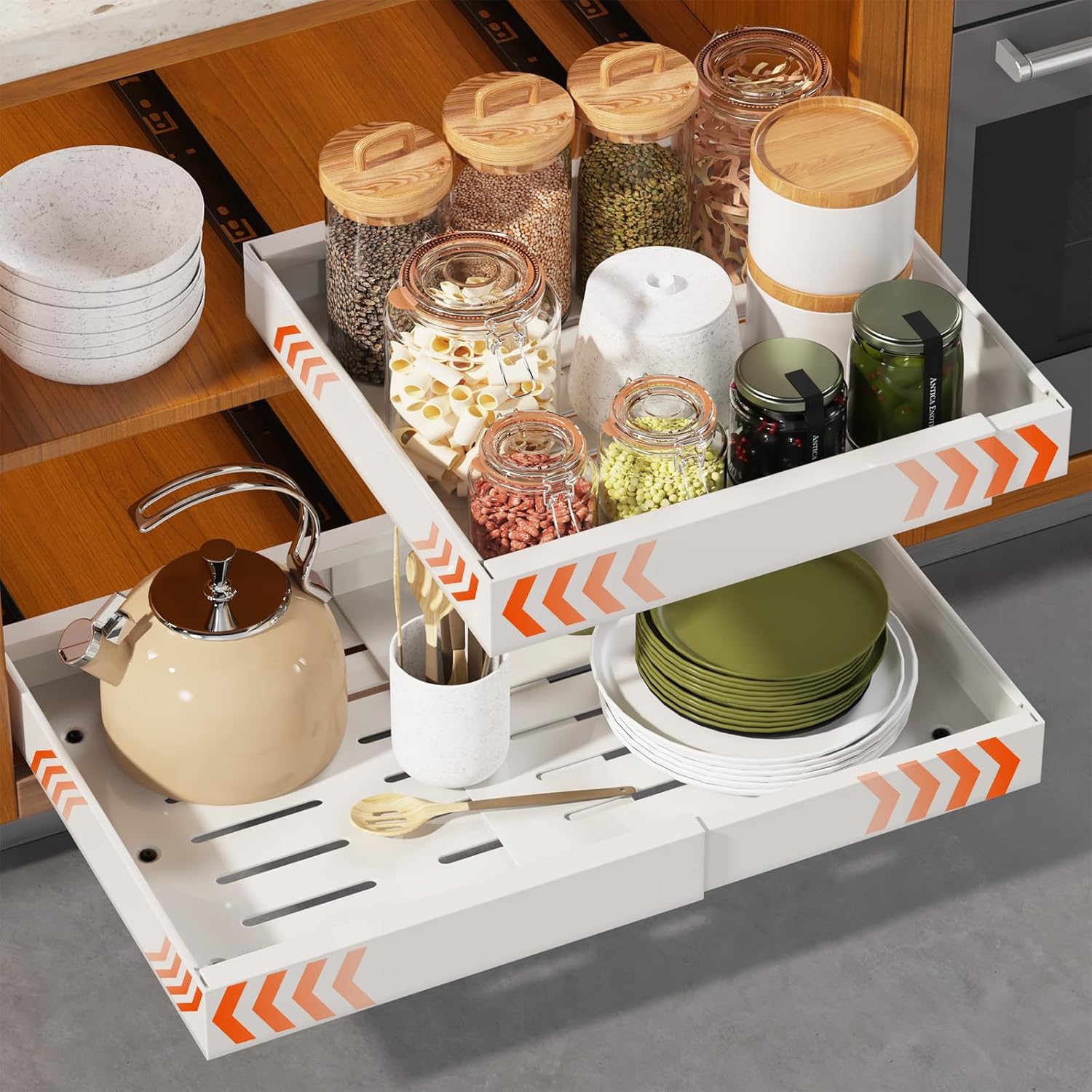 Expandable Pull Out Cabinet Organizer for Kitchen and Pantry