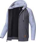 Satankud Men's Jacquard Plaid Zipper Hoodie Sweatshirt Jacket on