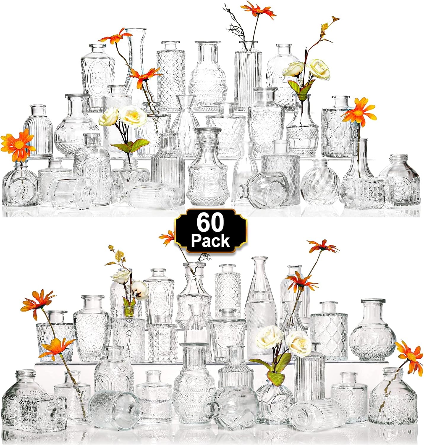 Elegant Glass Bud Vase Set of 60 Pcs for Home and Events