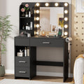 Vanity Desk with LED Lighted Mirror and Power Outlet - Organized