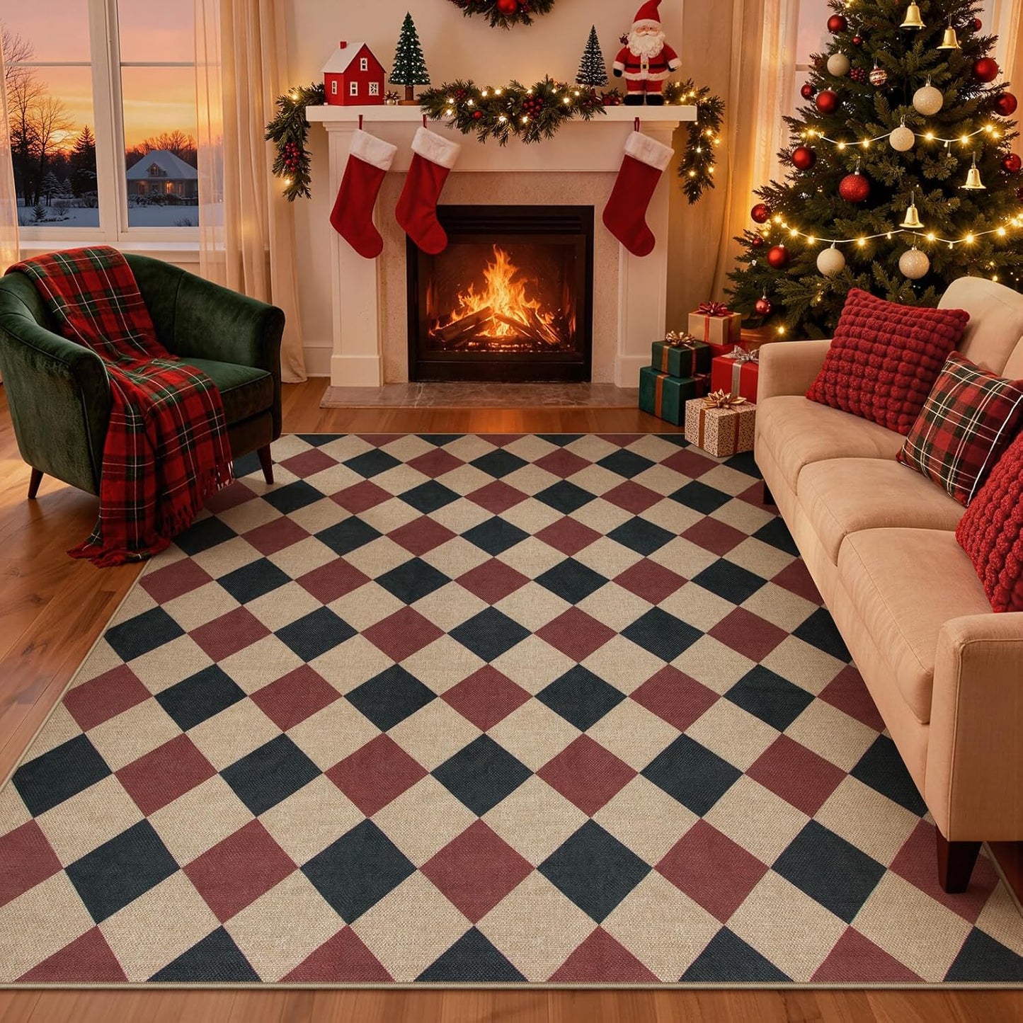 Lahome Christmas Rugs for Living Room - Festive 8x10 Decor
