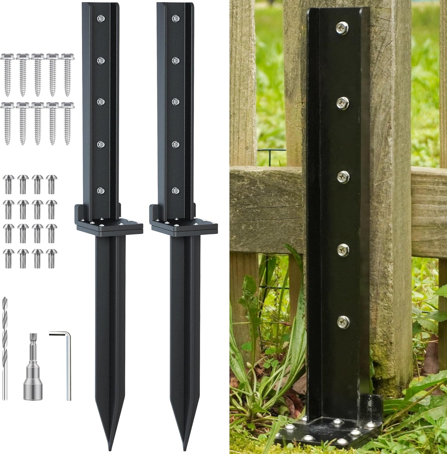2-Pack Heavy Duty Fence Post Repair Kit for Wooden Posts
