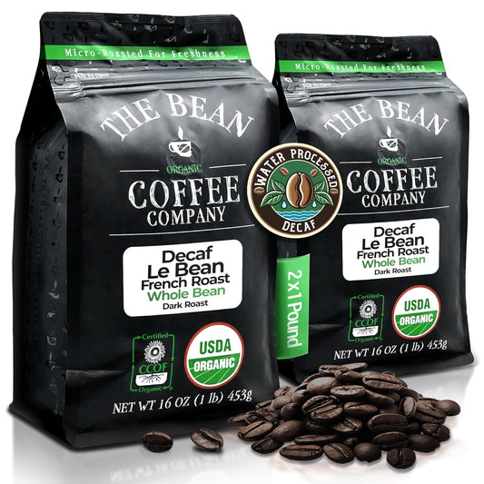 Dark French Roast Decaf Coffee, Organic, Whole Bean, 2-Pack