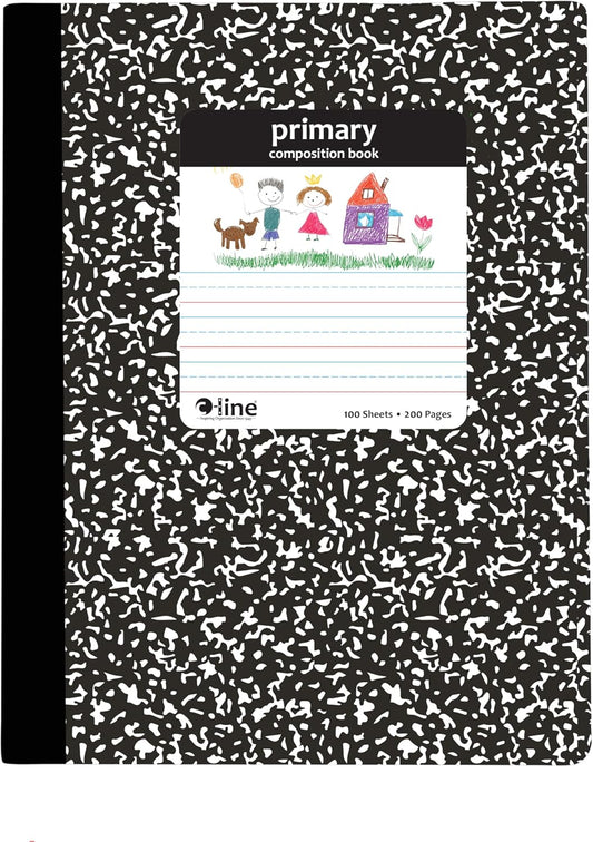 Primary Ruled Black Marble Composition Notebook by C-Line