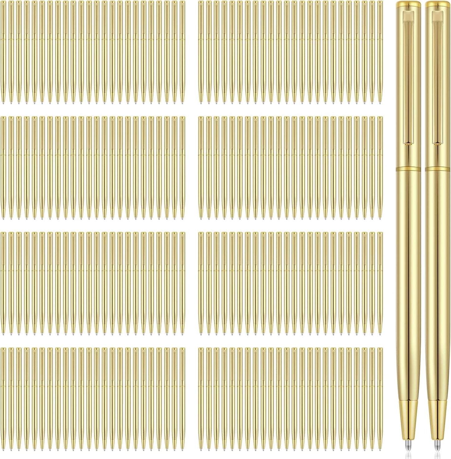 Zonon 160 Pieces Gold Metal Slim Ballpoint Pens for Smooth Writing