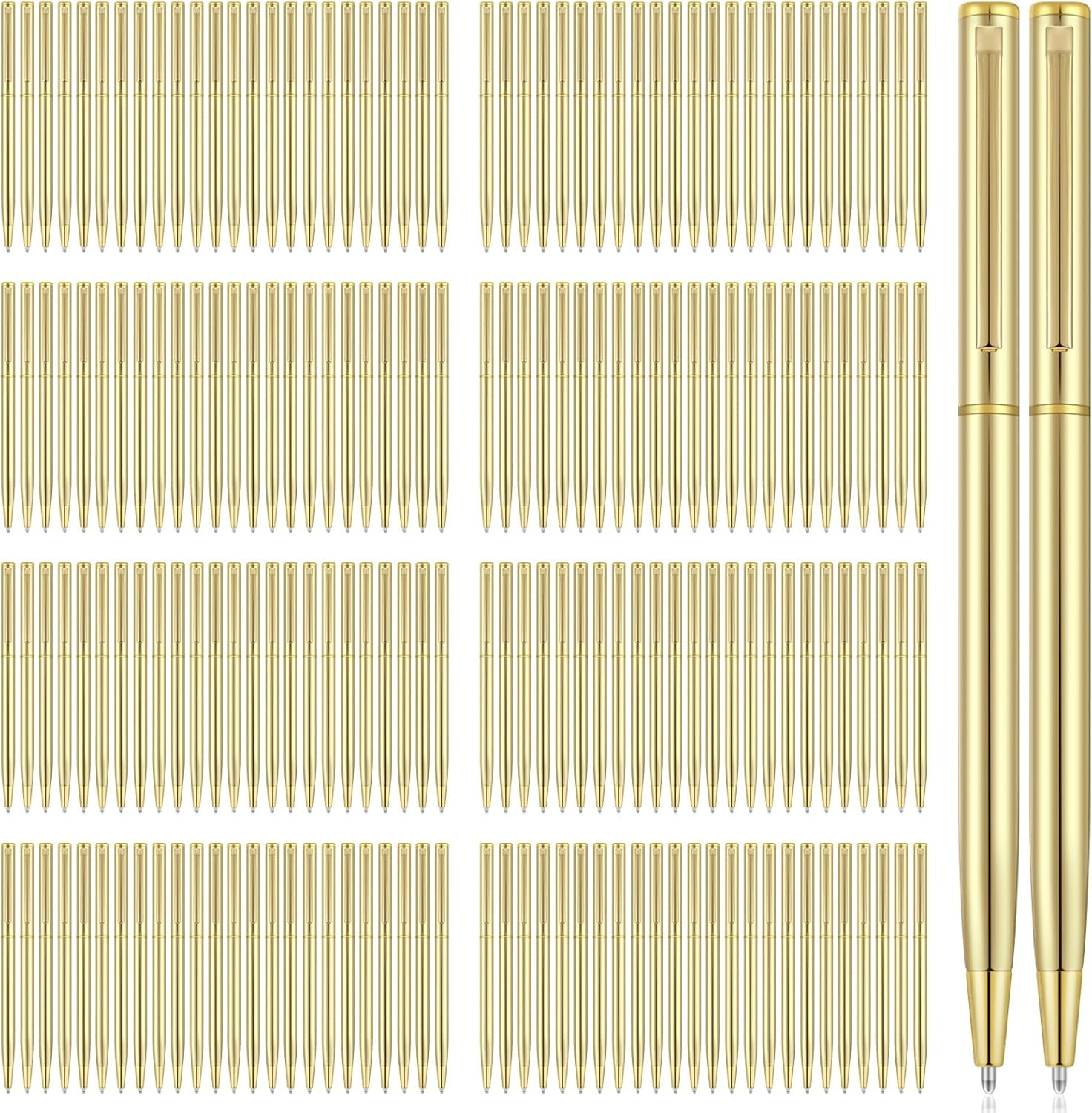 Zonon 160 Pieces Gold Metal Slim Ballpoint Pens for Smooth Writing