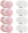 Chunky Chenille Yarn 8 Pack - Super Bulky Soft & Fluffy