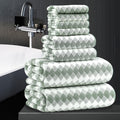 8 Piece Bathroom Towel Set Green - Oversized 600GSM Soft Bath Sheets