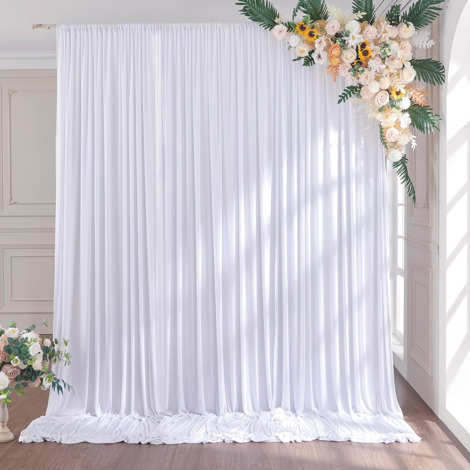 Premium 10x16ft White Backdrop Set - 2 Panels, Wrinkle-Free!