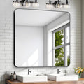 Black Bathroom Mirror 40x40 Large Square Vanity Mirror - Slim Frame