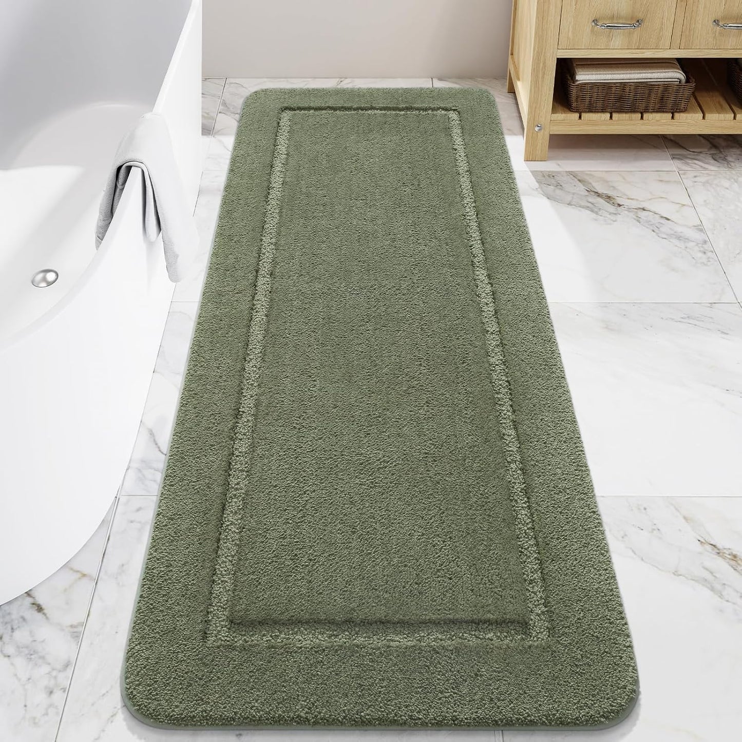 LOCHAS Long Bath Rug 24in x 70in Soft Non Slip Luxury Mat
