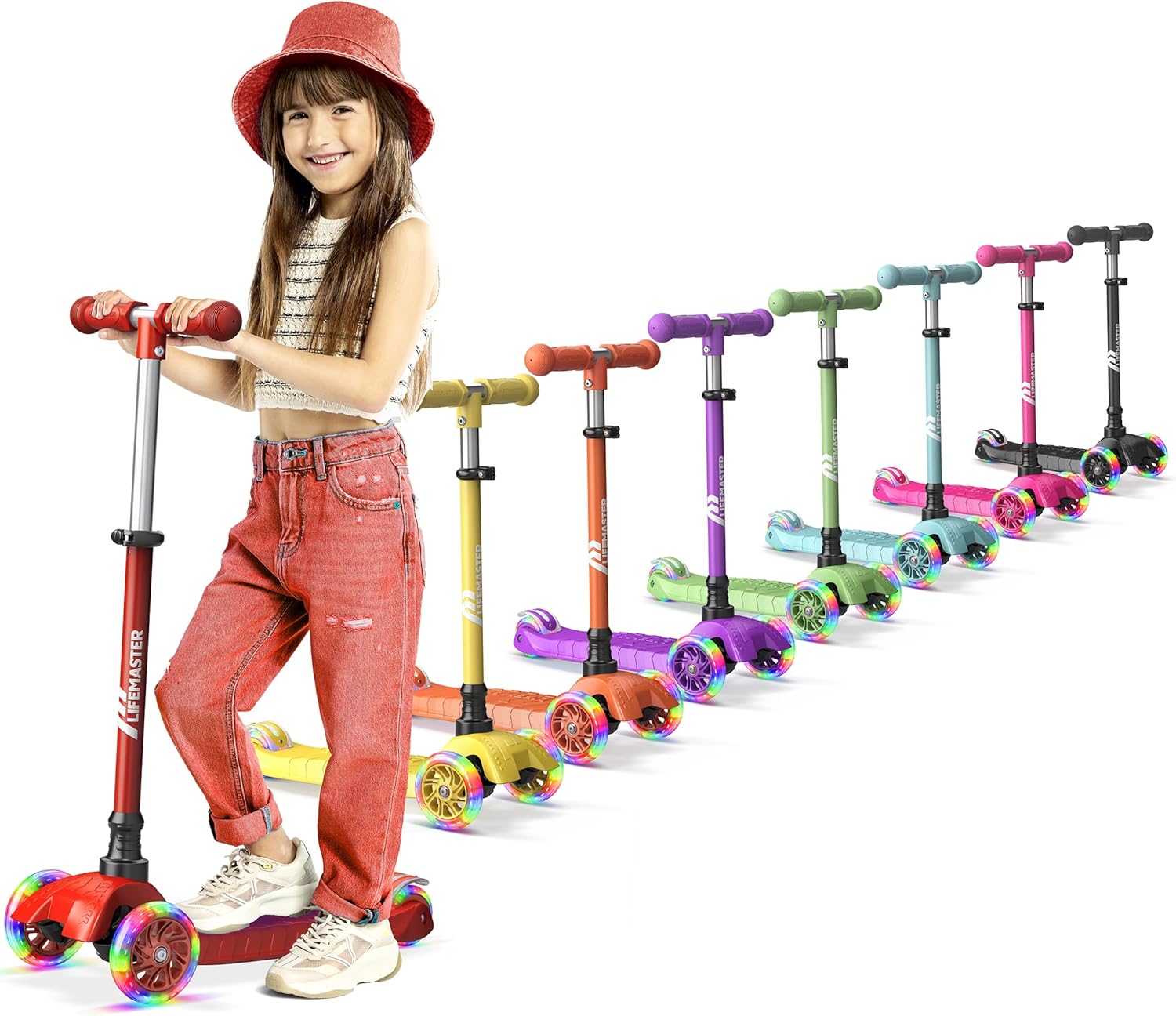 Mini 3-Wheel Kids Scooter with Multi-Color Wheel Lights
