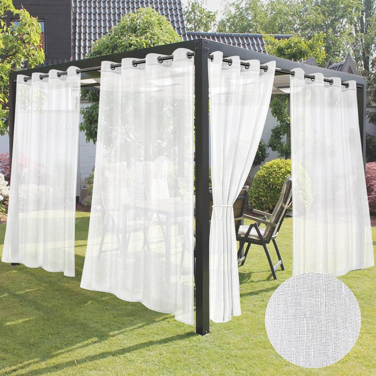 Sheer Outdoor Curtains for Privacy and Style - 4 Panels