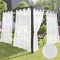 HolidayIdeas 4 Panels Porch Curtains Outdoor Sheer Drapes - Waterproof