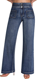 Wide Leg Jeans for Women - High Waist Stretchy Denim Pants