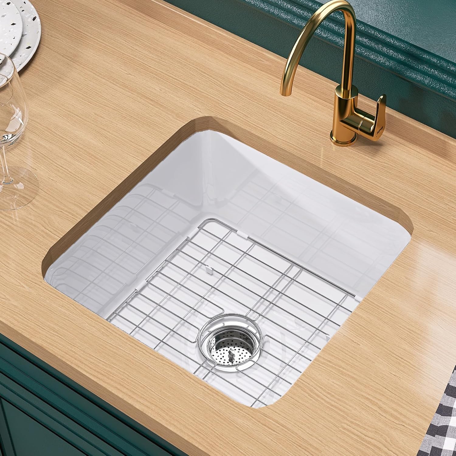 White Undermount Bar Sink 18 Inch - Durable Fireclay Design